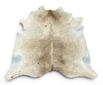 A vintage natural grey cowhide rug with branded mark. L.207 W.216cm