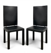 A pair of contemporary black leather upholstered Arcalla high-back dining chairs by Paolo Piva for