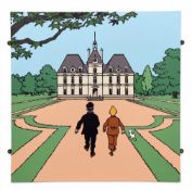 A contemporary Tin-Tin print on canvas. H.101 W.100cm