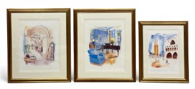 A set of three contemporary limited edition prints by Phil Johns. All signed, framed and glazed. H.