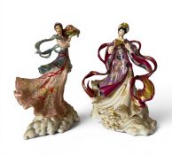 Two vintage limited edition Oriental style porcelain figures titled 'Maku' and 'The Dragon King's