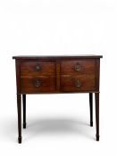 A 19th century elm side table with plank top over four frieze drawers raised on tapered square