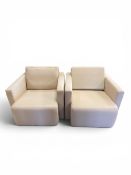 A pair of contemporary oat calico upholstered Walter Knoll Nelson swivel armchairs. H.57 W.73 D.80cm