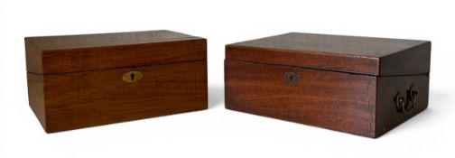 Two 19th century mahogany writing slopes. H.13 W.31 D.26cm largest