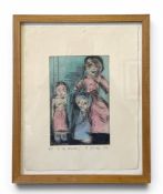 A contemporary hand coloured A/P drypoint etching titled 'In the Nursery', 1993. Signed bottom