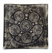 A mid-century abstract ceramic wall plaque by Gerda Heuckeroth for Urania Cermamano. Signed bottom