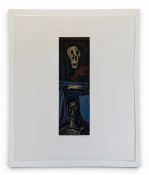 Michael Rees (b.1962), a contemporary etching with aquatint depicting a stylised figure and skull.