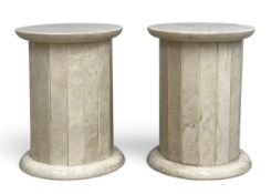 A pair of contemporary Neoclassical style marble column plinths. H.41 Dia.31cm each