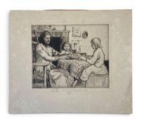 William Lee Hankey (1869-1952), a C.1900 genre style etching titled 'Afternoon Meal'. Signed by hand