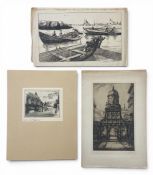 Three prints to include 'The Gate of Honour, Cambridge' by Albany E. Howarth (1872-1936),
