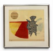 Max Papart (1911-1994), a limited edition Modernist style etching with collage titled 'Composition'.