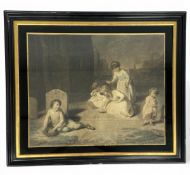 After Charles Howard Hodges, children at a grave, an early 19th century lithograph, framed and