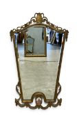 A vintage gilt framed Rococo style wall mirror along with a rectangular gilt frame mirror with
