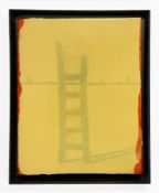 A contemporary abstract encaustic painting on board in a silvered ash tray-frame by John B.