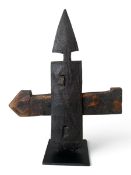 A 19th century Dogon door lock (Mali) with incised geometric decoration. H.32cm