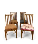 A set of four hardwood dining chairs. H.100 x W.50 x D.44