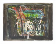 Martin Fuller (b.1943), a contemporary mixed media gouache and acrylic on paper titled 'Black Jungle