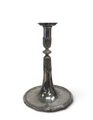 A Continental silver candlestick of trumpet form by Johann Jacob Jezler, marked 800, 350g. H.25 x