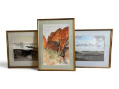 Two landscape watercolours by Richard Everington dated 81 and 82 and another unsigned watercolour,