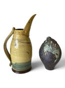 A Richard Phethean jug and a covered jar by Roger Cockram. Tallest 34cm
