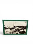A large print of a Swedish dockyard after the original photograph of South Quay, Orkarshamn, in a