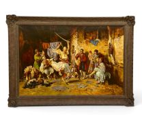 After Paul Joanovitch (1859–1957), a large contemporary Orientalist style oil on canvas titled '