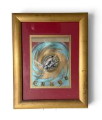 A mixed media work, label to the reverse, 'Grace' - Carole Steyn, framed and glazed. H 50 x W 38cm.