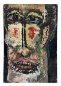 A contemporary Modernist style oil portrait on board. Unsigned. Unframed. H.48 W.33cm