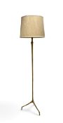 A contemporary gilt metal standard lamp on tripod base. H.178cm