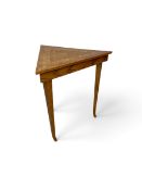 A Sorrento inlaid walnut occasional table with hinged top revealing fitted interior on slender