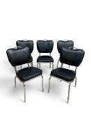 A set of five mid century American Bel-Air style diner chairs in faux leather and chrome. H.87 x W.