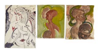 Stuart Somerville (1925-2013), Two watercolour paintings and a pen drawing; portrait studies,