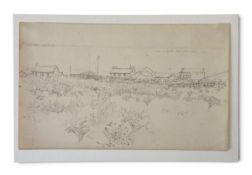 William Brooker (1918-1983), a mid to late 20th century pencil landscape sketch with working