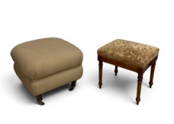 A pair of contemporary 19th century style footstools. H.45cm x W.55cm x D.55cm. Other - H.45 x W.
