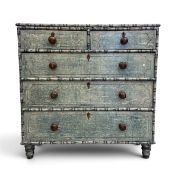 A 19th century faux bamboo chest of drawers in a painted finish. H.95 x W.95 x D.44cm