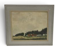 A framed and glazed impressionist style oil on canvas, landscape, signed and framed. H 46cm x W