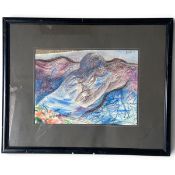 A pastel study of a young girl, signed Rollan, framed and glazed. H 44cm x W 54cm