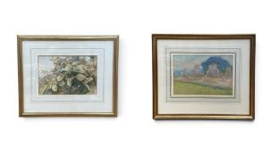 Ernest Faut (1879-1961), a pastel on paper 'Hay Stooks' inscribed to the reverse, framed and