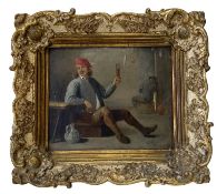 In the manner of David Teniers the younger, an 18th century gilt framed oil painting on panel,