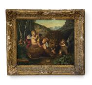 After Benigne Gagnereaux, Love Taming the Force, an 18th century Italian school oil on canvas,