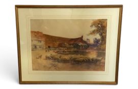 John Terris (1865-1914), a large 19th century framed and glazed watercolour, inscription to the