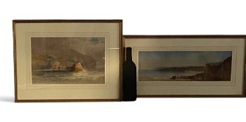 Two 19th century framed and glazed watercolours, seascapes, both signed one 'CW 75' and the other '