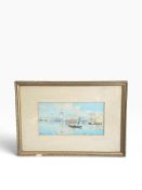 A 20th century watercolour of Venice, glazed and framed, signed bottom left. H.49cm x D3.35cm.