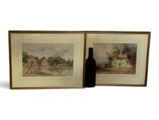 Two 19th century gilt framed and glazed signed watercolours, one by Tom Hunn (1857-1928), pastoral