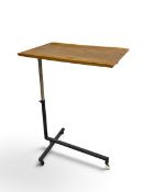 A vintage Variett composite laminate folding adjustable table on metal base with casters. H.95 x W.
