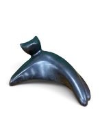 A bronze figure, stylised recumbant cat study, signed Mary'o and numbered 5/8, with certificate. H.