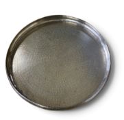 A set of six silvered plates and trays designed by Gervasoni Blu, Italy. Hand hammered and incised