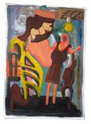 Adam Falp (b.1994), acrylic on paper, abstract composition, signed. H.90 x W.65cm.