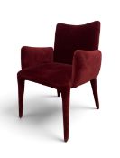 A modern velour upholstered armchair in the style of Paolo Buffa and Vitorio Dassi. H.86 x W.62 x