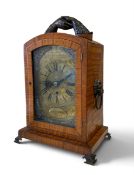 A late 18th century satinwood bracket clock with ormolu mounts, lion-head handles and a